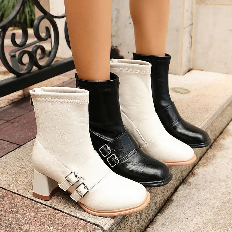 Women's Square Toe Stretch Sock Boots