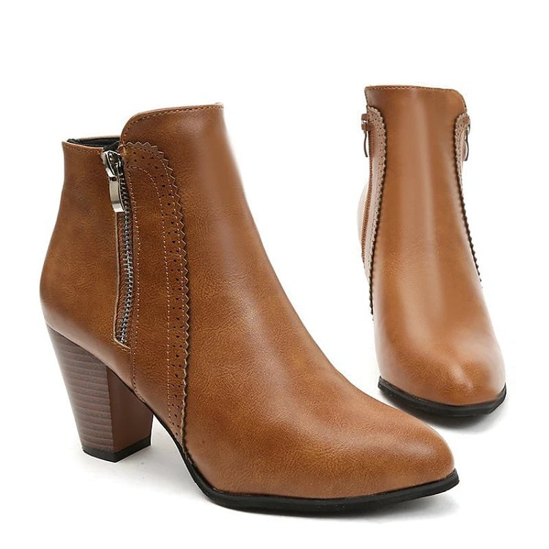 Women's Retro Stacked Wood Heel Booties