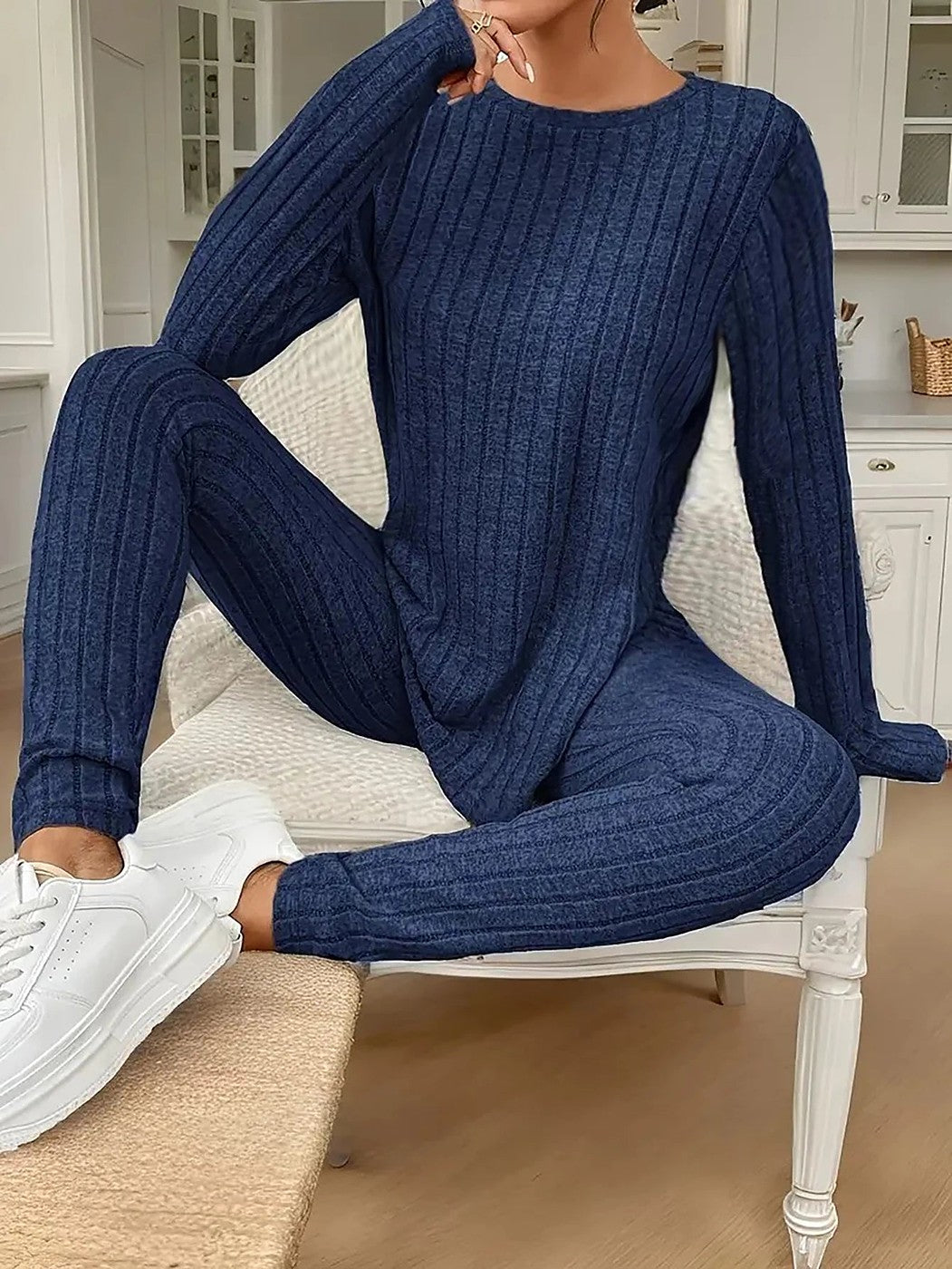 Women's Ribbed Top and Legging Matching Set