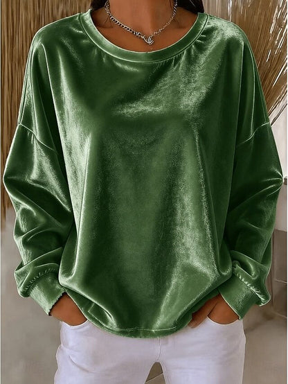 Women's Round Neck Fleece Sweatshirt Top