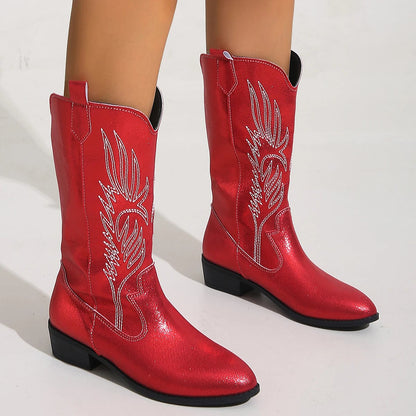 Women's Pointed Toe Embroidered Cowboy Boots