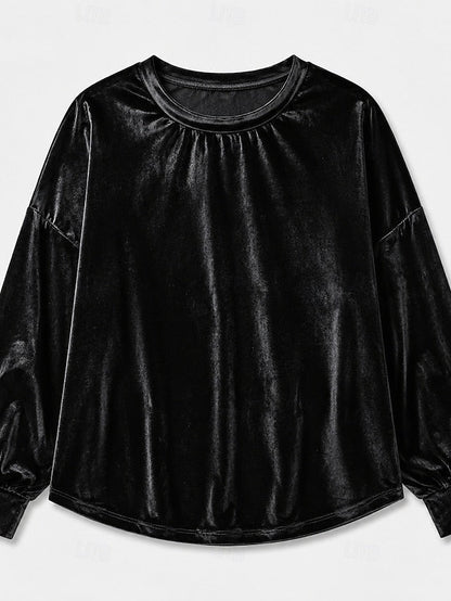 Women's Round Neck Fleece Sweatshirt Top