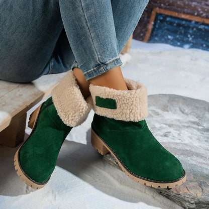 Women's Sherpa Collar Warm Block Heel Boots