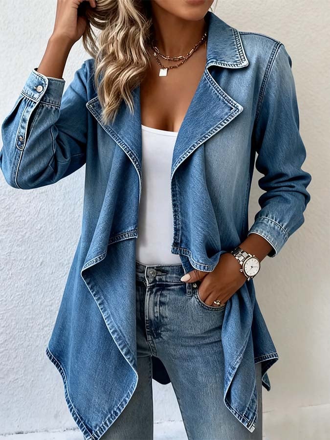 Women's Distressed Denim Trucker Jacket