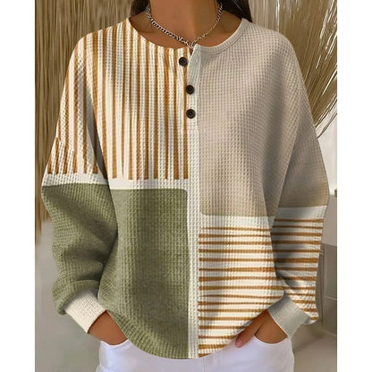 Women's Geometric Knit Button Shoulder Sweater