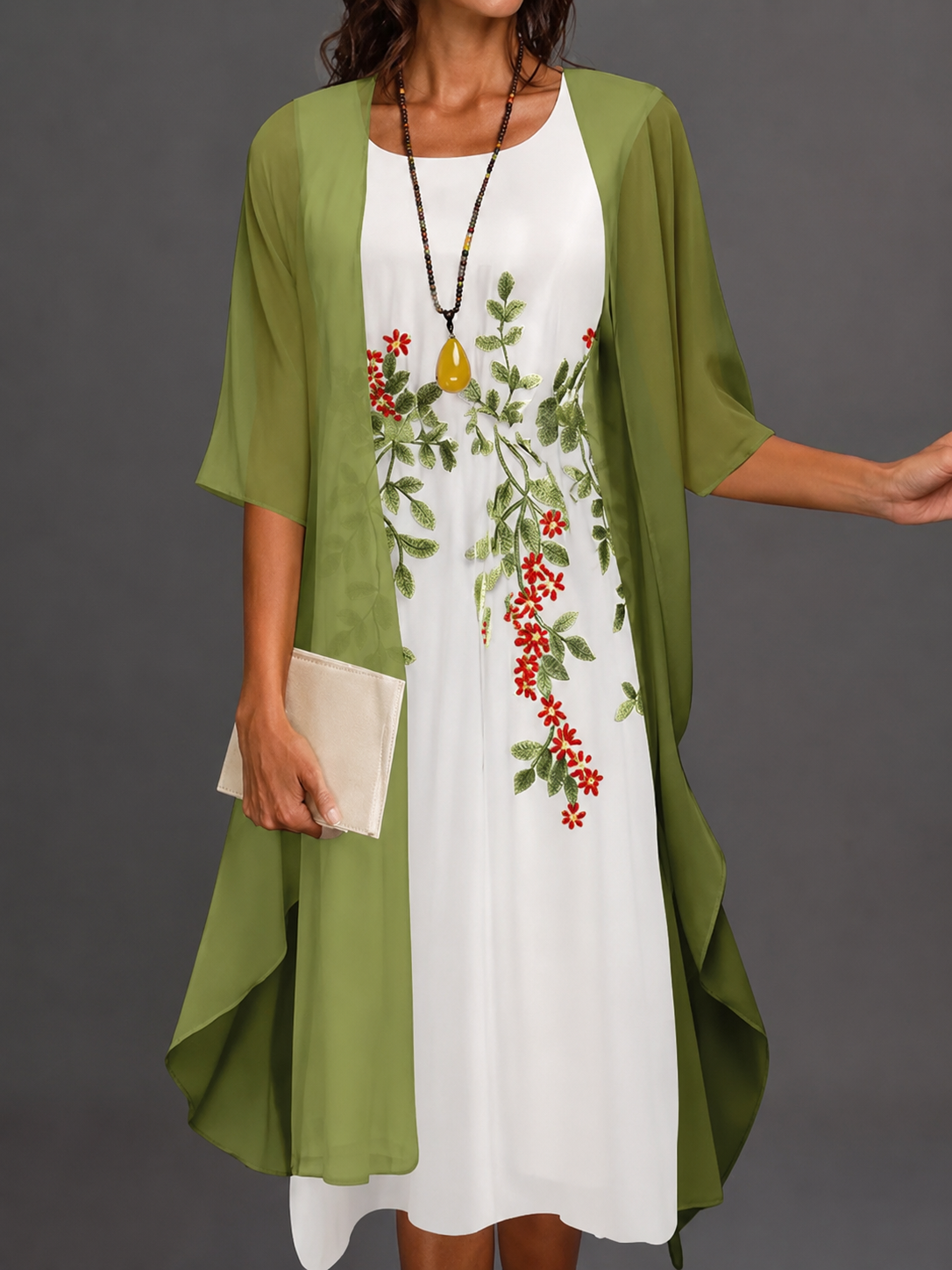 Damen Sommerkleid mit Blumendruck und Rundkragen Jully