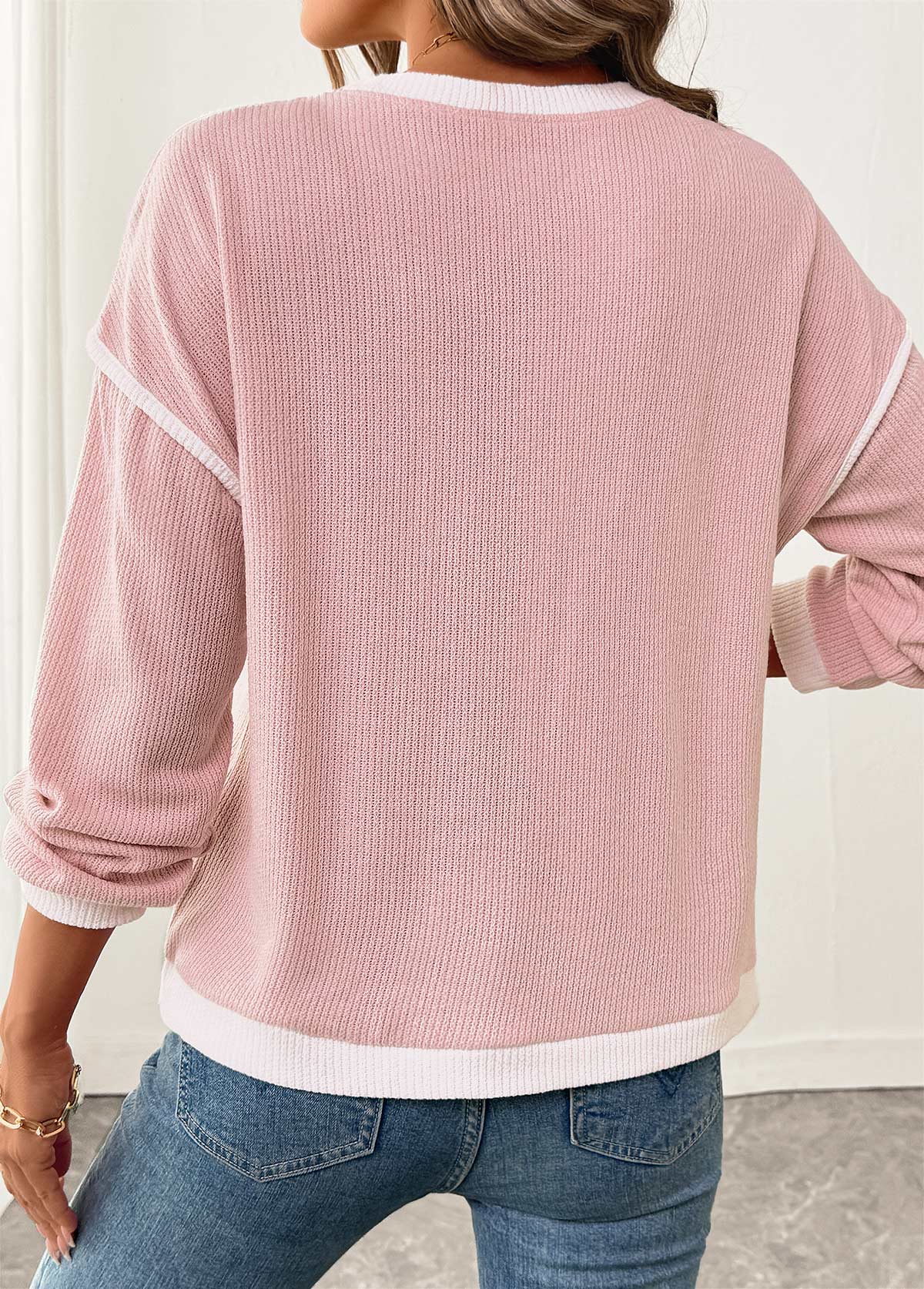 Women's Mixed Texture Patchwork Winter Sweatshirt