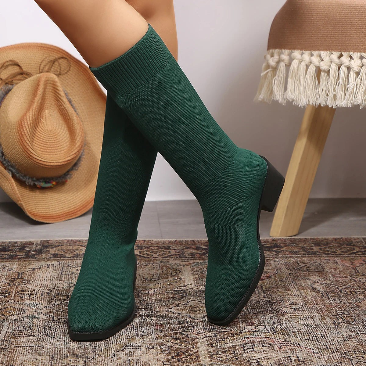 Women's Snug Fit Pull On Knee Boots