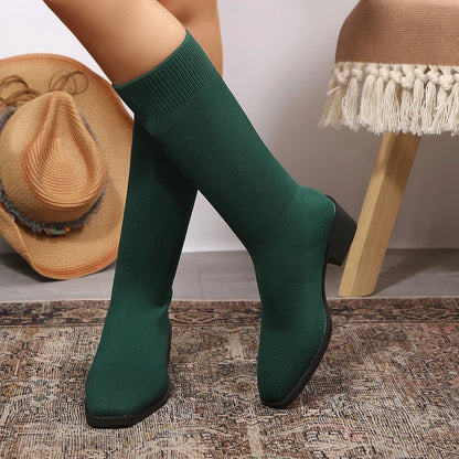 Women's Snug Fit Pull On Knee Boots