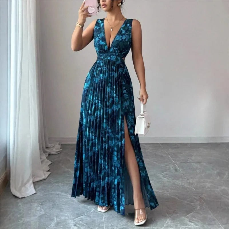 Damen Midikleid mit V-Ausschnitt und Blumenmuster Jully
