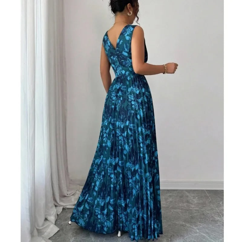 Damen Midikleid mit V-Ausschnitt und Blumenmuster Jully